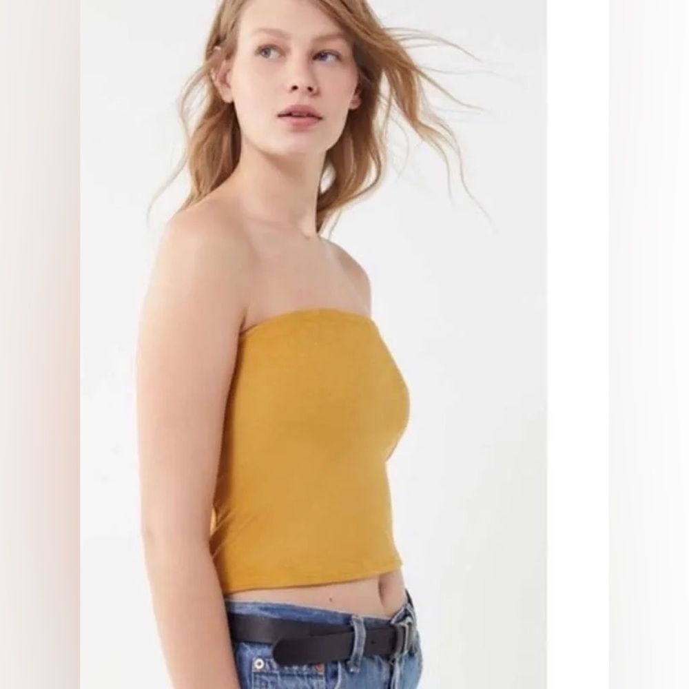 Project Social T x Urban Outfitters Faux Suede Yellow Tube Top Women’s Sz Large